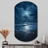 Beach Photo Serene Moonlight I - Asymmetric Metal Wall Art