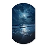 Beach Photo Serene Moonlight I - Asymmetric Metal Wall Art