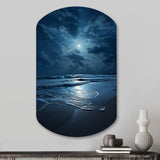 Beach Photo Serene Moonlight I - Asymmetric Metal Wall Art