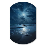 Beach Photo Serene Moonlight I - Asymmetric Metal Wall Art