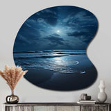 Beach Photo Serene Moonlight I - Asymmetric Metal Wall Art