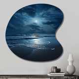 Beach Photo Serene Moonlight I - Asymmetric Metal Wall Art