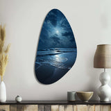 Beach Photo Serene Moonlight I - Asymmetric Metal Wall Art