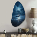 Beach Photo Serene Moonlight I - Asymmetric Metal Wall Art