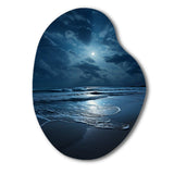 Beach Photo Serene Moonlight I - Asymmetric Metal Wall Art