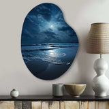 Beach Photo Serene Moonlight I - Asymmetric Metal Wall Art