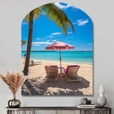 Beach Pink Beach Chairs - Asymmetric Metal Wall Art