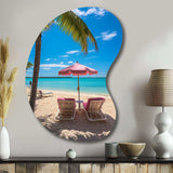 Beach Pink Beach Chairs - Asymmetric Metal Wall Art