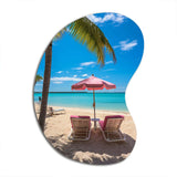 Beach Pink Beach Chairs - Asymmetric Metal Wall Art