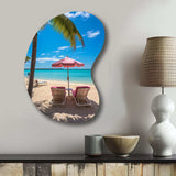 Beach Pink Beach Chairs - Asymmetric Metal Wall Art