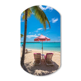 Beach Pink Beach Chairs - Asymmetric Metal Wall Art