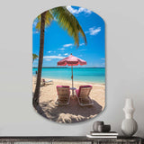 Beach Pink Beach Chairs - Asymmetric Metal Wall Art