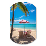 Beach Pink Beach Chairs - Asymmetric Metal Wall Art