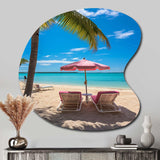 Beach Pink Beach Chairs - Asymmetric Metal Wall Art