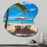 Beach Pink Beach Chairs - Asymmetric Metal Wall Art