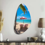 Beach Pink Beach Chairs - Asymmetric Metal Wall Art