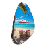 Beach Pink Beach Chairs - Asymmetric Metal Wall Art