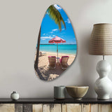 Beach Pink Beach Chairs - Asymmetric Metal Wall Art