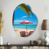 Beach Pink Beach Chairs - Asymmetric Metal Wall Art