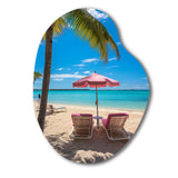 Beach Pink Beach Chairs - Asymmetric Metal Wall Art