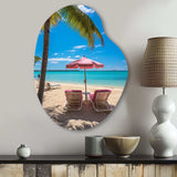 Beach Pink Beach Chairs - Asymmetric Metal Wall Art