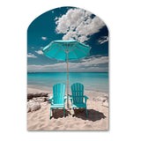 Beach Sandy Escape Chairs - Asymmetric Metal Wall Art