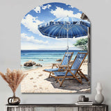 Beach Sandy Escape Pointillism I - Asymmetric Metal Wall Art