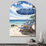 Beach Sandy Escape Pointillism I - Asymmetric Metal Wall Art