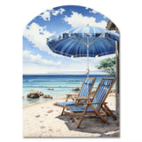 Beach Sandy Escape Pointillism I - Asymmetric Metal Wall Art