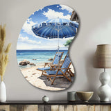 Beach Sandy Escape Pointillism I - Asymmetric Metal Wall Art