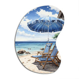 Beach Sandy Escape Pointillism I - Asymmetric Metal Wall Art