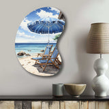 Beach Sandy Escape Pointillism I - Asymmetric Metal Wall Art