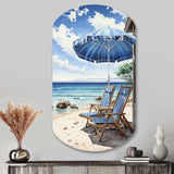 Beach Sandy Escape Pointillism I - Asymmetric Metal Wall Art