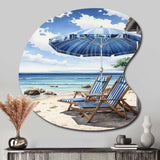 Beach Sandy Escape Pointillism I - Asymmetric Metal Wall Art