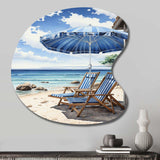 Beach Sandy Escape Pointillism I - Asymmetric Metal Wall Art