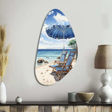 Beach Sandy Escape Pointillism I - Asymmetric Metal Wall Art