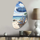 Beach Sandy Escape Pointillism I - Asymmetric Metal Wall Art