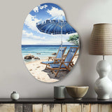 Beach Sandy Escape Pointillism I - Asymmetric Metal Wall Art