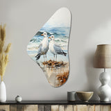 Abstract Beach Seagulls In Love - Asymmetric Metal Wall Art