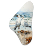 Abstract Beach Seagulls In Love - Asymmetric Metal Wall Art