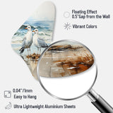 Abstract Beach Seagulls In Love - Asymmetric Metal Wall Art