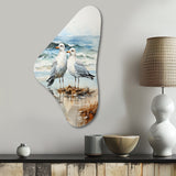 Abstract Beach Seagulls In Love - Asymmetric Metal Wall Art