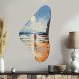 Beach Seaside Stroll Pointillism - Asymmetric Metal Wall Art