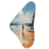 Beach Seaside Stroll Pointillism - Asymmetric Metal Wall Art