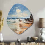 Beach Seaside Stroll Pointillism - Asymmetric Metal Wall Art