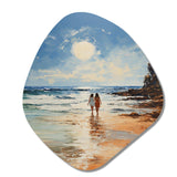 Beach Seaside Stroll Pointillism - Asymmetric Metal Wall Art