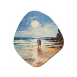 Beach Seaside Stroll Pointillism - Asymmetric Metal Wall Art