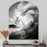 Black And White Wave Photo I - Asymmetric Metal Wall Art