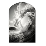 Black And White Wave Photo I - Asymmetric Metal Wall Art