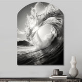 Black And White Wave Photo I - Asymmetric Metal Wall Art